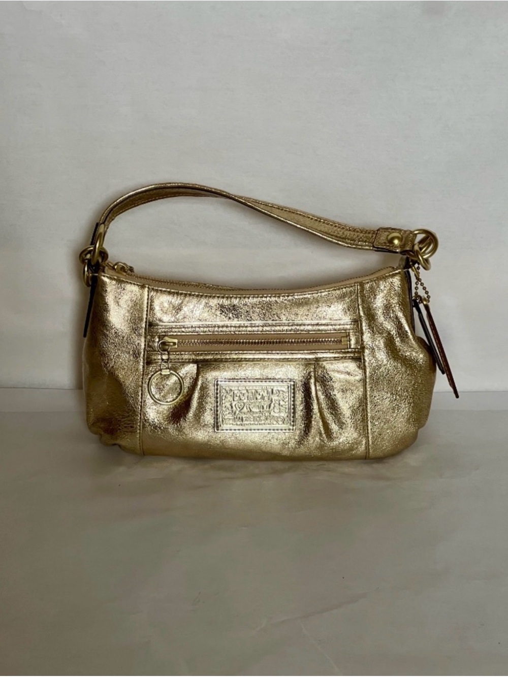 Coach Poppy Metallic Gold Leather Shoulder Bag